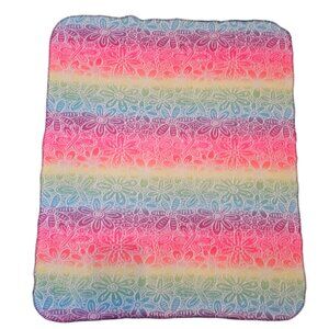 The Linus Project Rainbow Flower Butterfly Fleece Baby Blanket Ombre Pink Blue